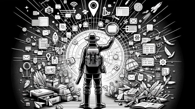 black and white explorer cleaning up digital space