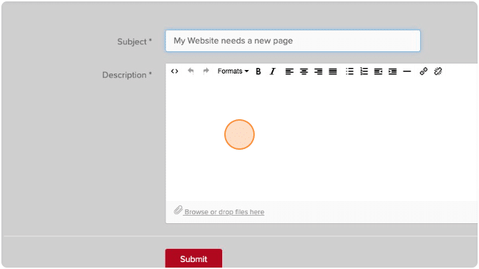 screenshot of the form