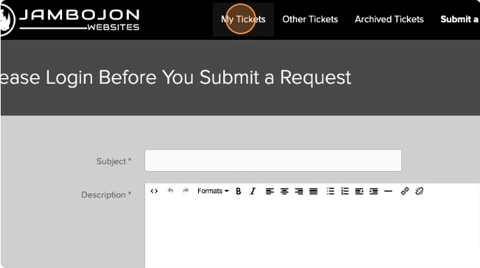 Screenshot of my tickets