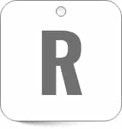 Illustration of a tag with a capital R on it.