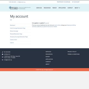 Close up screen shot of the my account CRM page