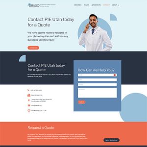 screenshot of the contact us page on PIE Utah website
