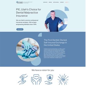 PIE Utah's website design showcasing dental insurance options.