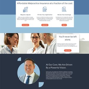 A panel design for a dental insurance company with a malpractice panel on a dental insurance website.