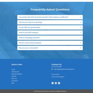 Blue Sky Coaching website FAQ panel screen shot