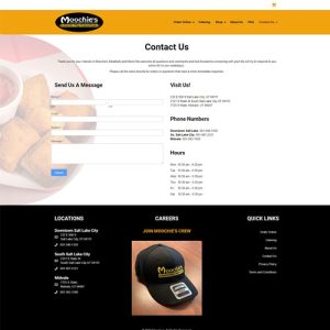 screenshot of the Contact us page of Moochies Meatballs website re-design by JamboJon