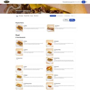 screenshot of the menu page of Moochies Meatballs website re-design by JamboJon