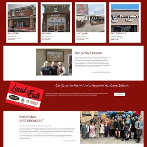 About page screenshot of Penny Ann's Cafe Website re-design by JamboJon