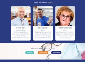 screenshot of the meet the founders on the Smith Rexall Drug Website