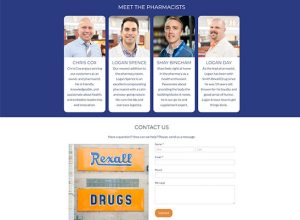 screenshot of the meet the pharmacists page on the Smith Rexall Drug Website