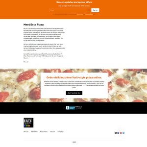 Este Pizza Website About us page screenshot