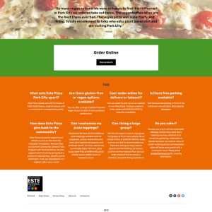 Este Pizza Website order and FAQ panel screen shot