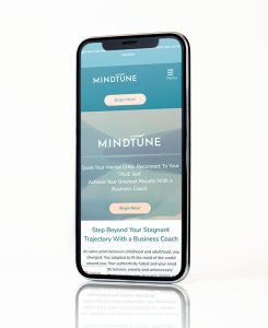 screenshot of the mobile version of the Mindtune home page