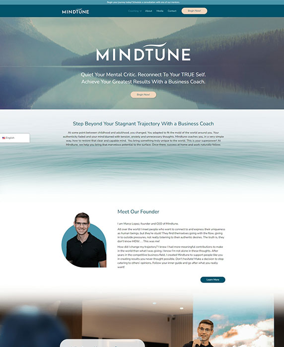 screenshot of the of the home page of the Mindtune project