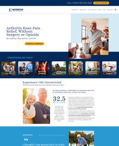 Home page screen shot of Arthritis Knee Pain Center
