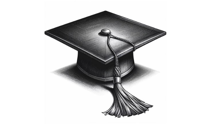 Pen and ink graduation cap