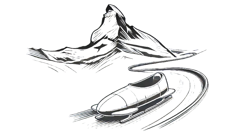 Black and white sketch of Matterhorn Bobsled