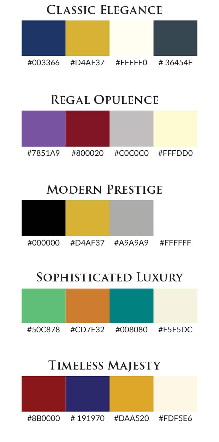 Color scheme options for the Ruler brand archetype