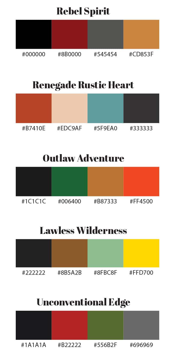 Color scheme for the outlaw archetype