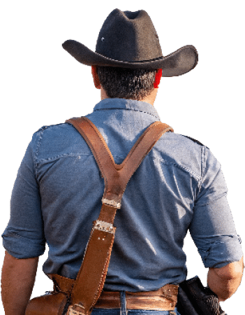 man in cowboy hat with a gun holster representing the Outlaw Archetype