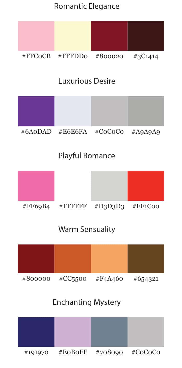 Color scheme for the Lover brand archetype