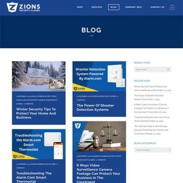 screenshot of the Zions Security website created by jamboJon