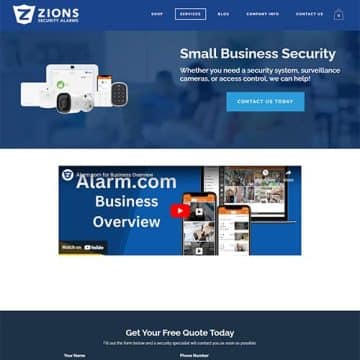 screenshot of the Zions Security website created by jamboJon