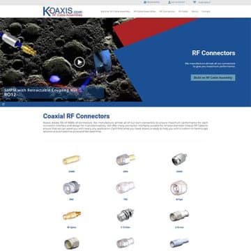 Koaxis cables RF connectors landing page