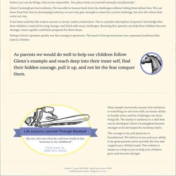 Design elements on the Resilient Child website