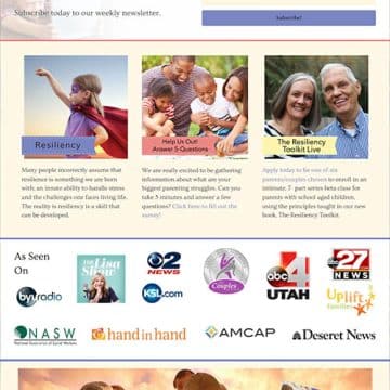 Screenshot of the social proof panel of the Resilient Child website