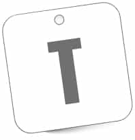 Illustration of a tag with a capital T on it.