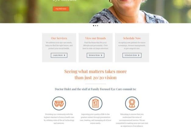 Screenshot of the Family Focused Eye Care home page