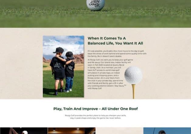 Screenshot of the Rozay Golf website Home Page