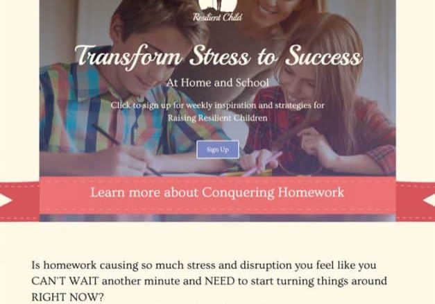 Screenshot of the Resilient Child website homepage created by JamboJon