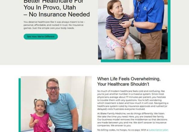 Screenshot of the Blake Family Medicine Home Page