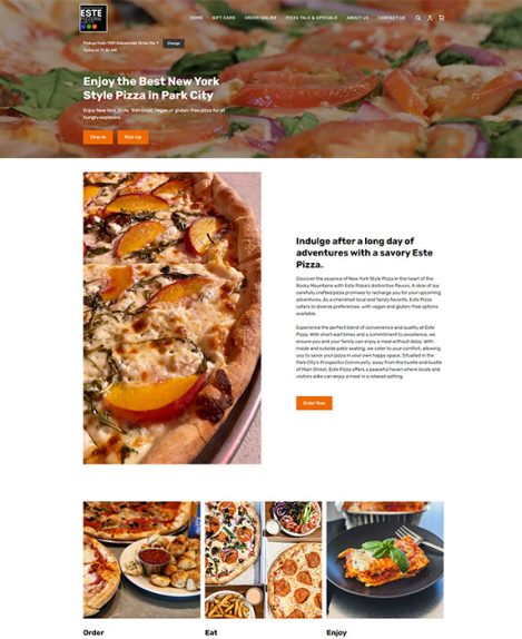 Este Pizza home page Case Study